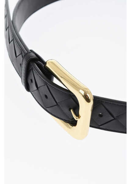 Curele Bottega Veneta Braided Leather Belt With Golden Effect Buckle 40Mm Black Femei (BM 19715522) 3