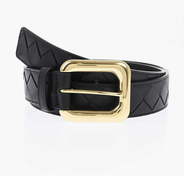 Curele Bottega Veneta Braided Leather Belt With Golden Effect Buckle 40Mm Black Femei (BM 19715522) 1