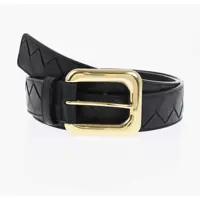 Curele Braided Leather Belt With Golden Effect Buckle 40Mm Femei