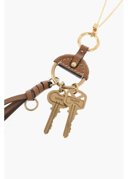 Coliere Chloe Gold-Tone Metal Necklace With Leather Details Brown Femei (BM 19715525) 2