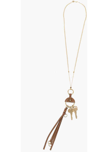 Coliere Chloe Gold-Tone Metal Necklace With Leather Details Brown Femei (BM 19715525) 1