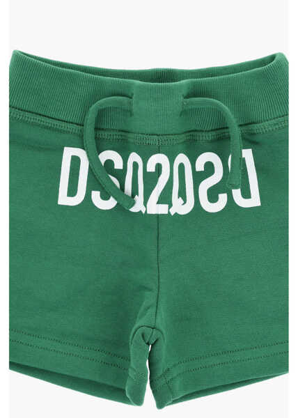 Pantaloni scurti DSQUARED2 Solid Color Shorts With Contrasting Logo Green Baieti (BM 19715528) 2