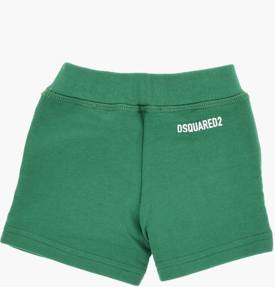 Pantaloni scurti DSQUARED2 Solid Color Shorts With Contrasting Logo Green Baieti (BM 19715528) 3