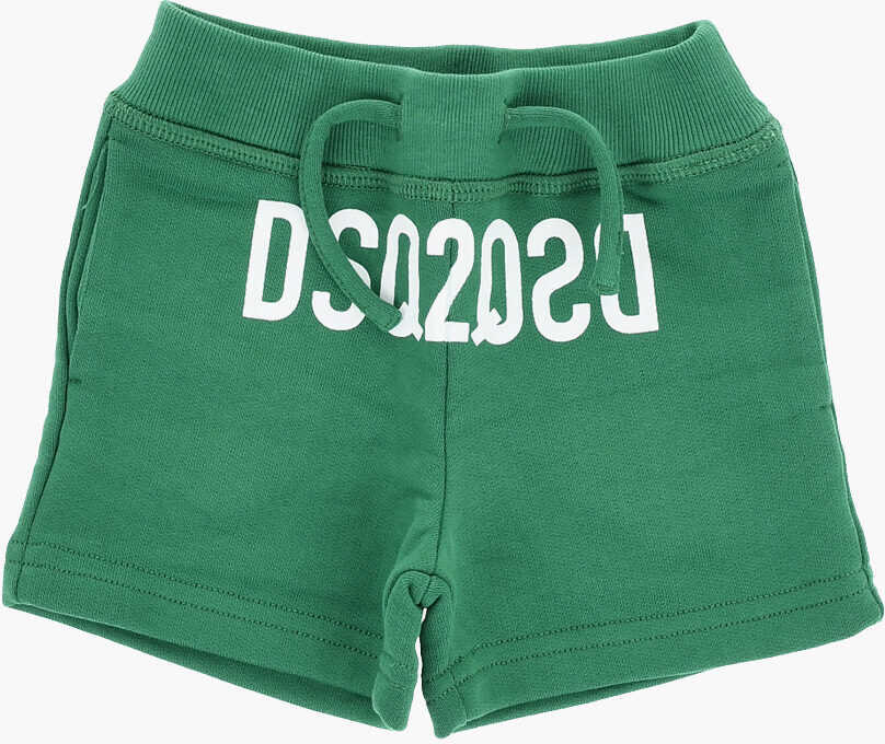 Pantaloni scurti DSQUARED2 Solid Color Shorts With Contrasting Logo Green Baieti (BM 19715528) 1