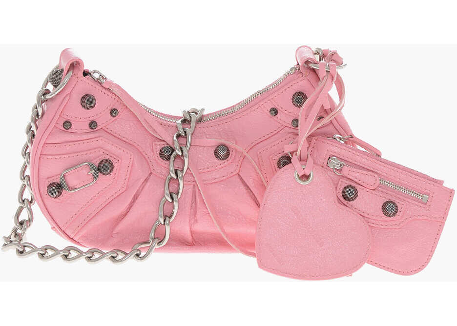 Genti de umar Balenciaga Crinkled Leather Le Cagole Xs Shoulder Bag With Metal Detail Pink Femei (BM 19715531) 1