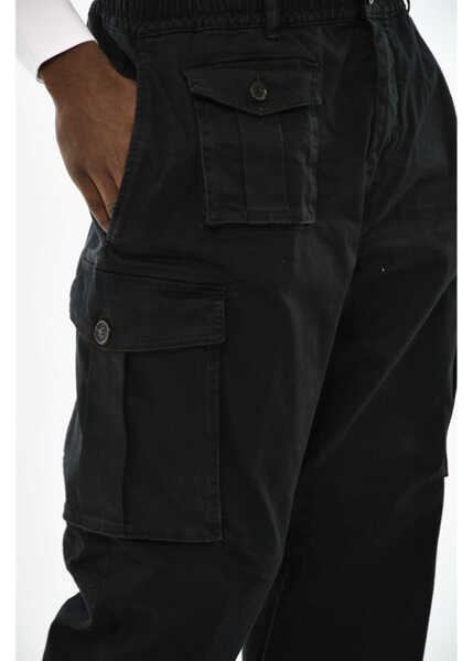 Pantaloni casual DSQUARED2 Cotton Cargo Pants With Drawstring Waist Black Barbati (BM 19715534) 2
