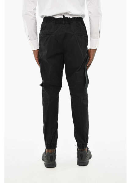 Pantaloni casual DSQUARED2 Cotton Cargo Pants With Drawstring Waist Black Barbati (BM 19715534) 4