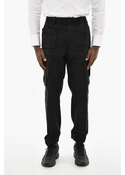 Pantaloni casual DSQUARED2 Cotton Cargo Pants With Drawstring Waist Black Barbati (BM 19715534) 1