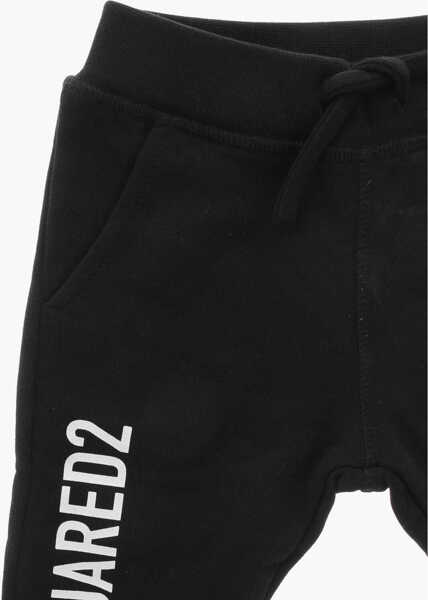 Pantaloni de trening DSQUARED2 Cotton Joggers With Side Print Logo Black Baieti (BM 19715540) 2