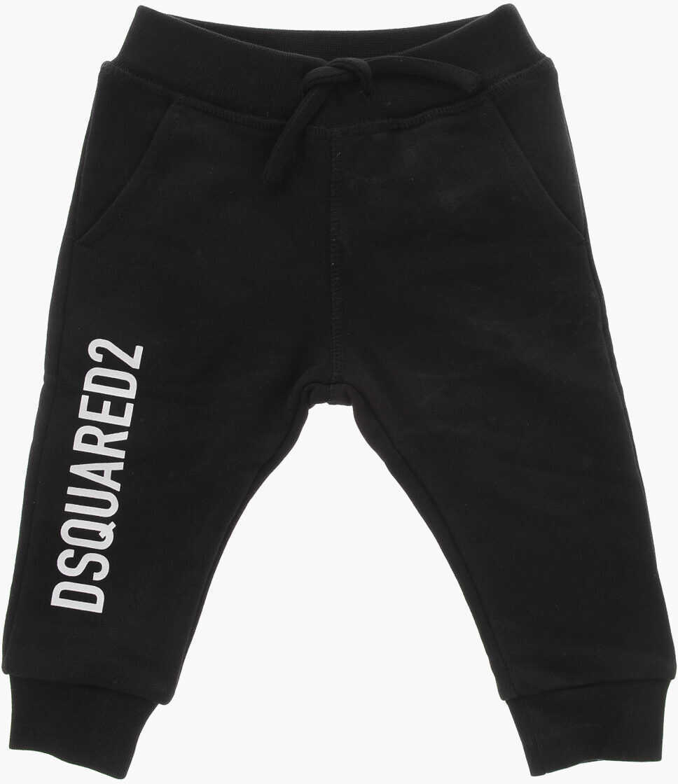Pantaloni de trening DSQUARED2 Cotton Joggers With Side Print Logo Black Baieti (BM 19715540) 1