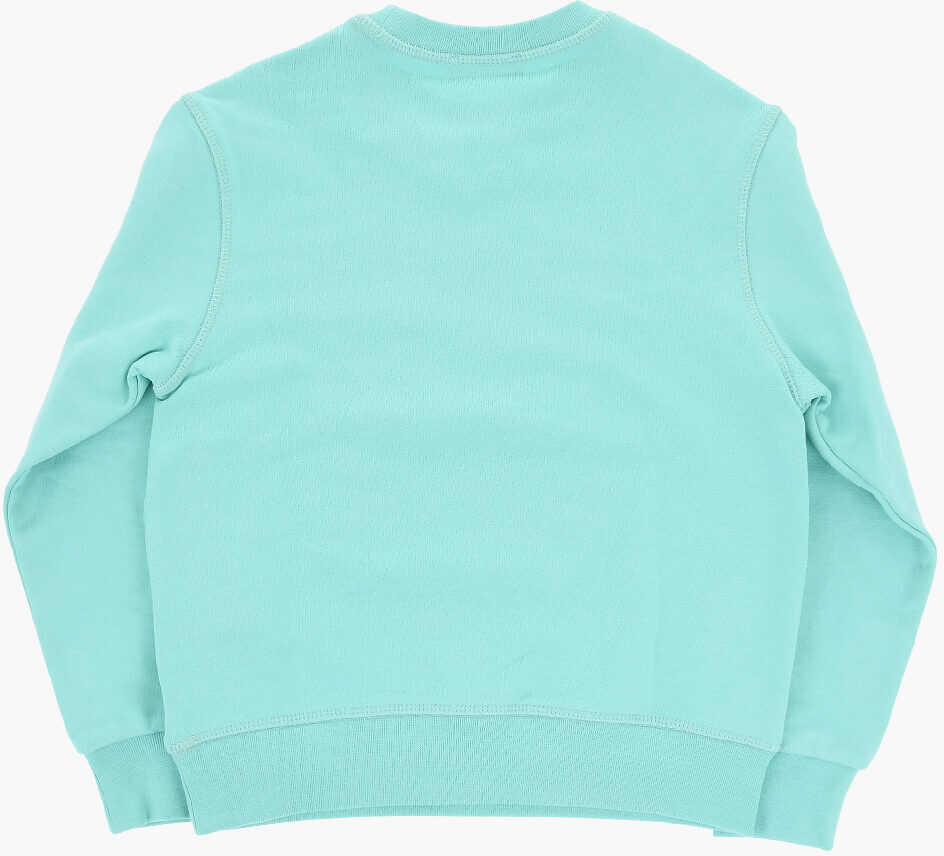 Bluze de trening DSQUARED2 Brushed Cotton Crew-Neck Sweatshirt With Contrasting Logo Light Blue Baieti (BM 19715543) 3