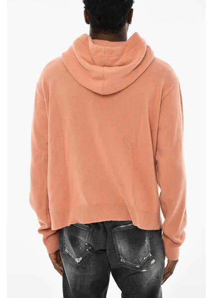 Pulovere DSQUARED2 Cashmere Sweater With Patch Pocket And Hood Orange Barbati (BM 19715546) 2