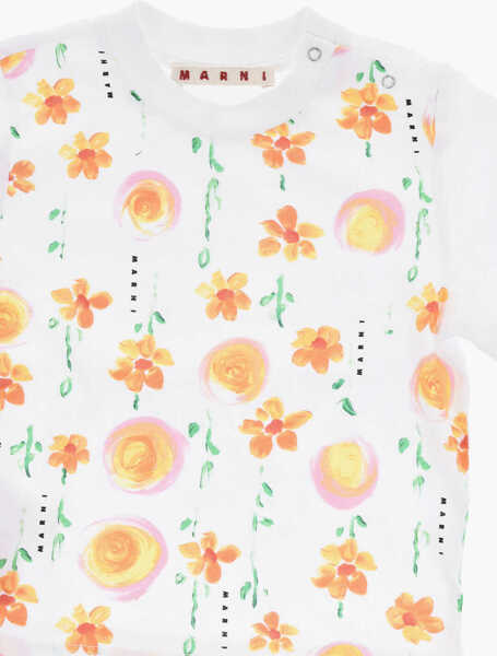 Tricouri Marni Floral Patterned Crew-Neck T-Shirt Orange Baieti (BM 19715549) 2