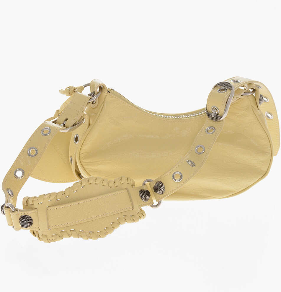 Genti de umar Balenciaga Crinkled Leather Le Cagole Shoulder Bag With Heart-Shaped Mi Yellow Femei (BM 19715555) 2