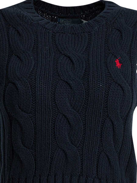 Pulovere casual Ralph Lauren Cable-knit vest with logo Blue Femei (BM 19715586) 3