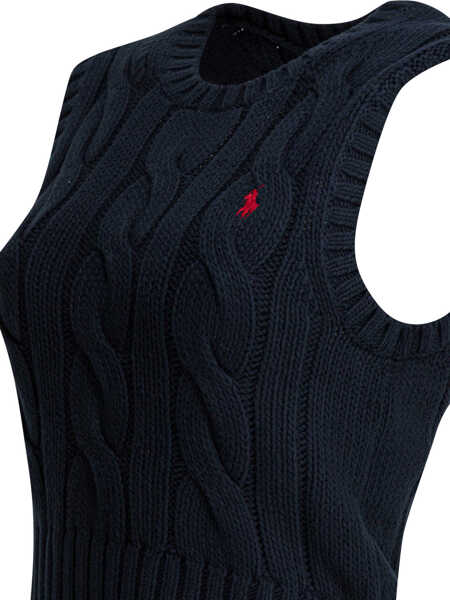 Pulovere casual Ralph Lauren Cable-knit vest with logo Blue Femei (BM 19715586) 4