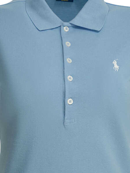 Tricouri Polo Ralph Lauren Slim-fit stretch polo shirt with logo Light blue Femei (BM 19715589) 3