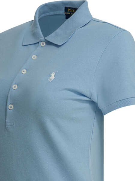 Tricouri Polo Ralph Lauren Slim-fit stretch polo shirt with logo Light blue Femei (BM 19715589) 4