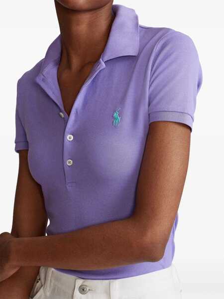 Tricouri Polo Ralph Lauren Slim-fit stretch polo shirt with logo Purple Femei (BM 19715592) 5