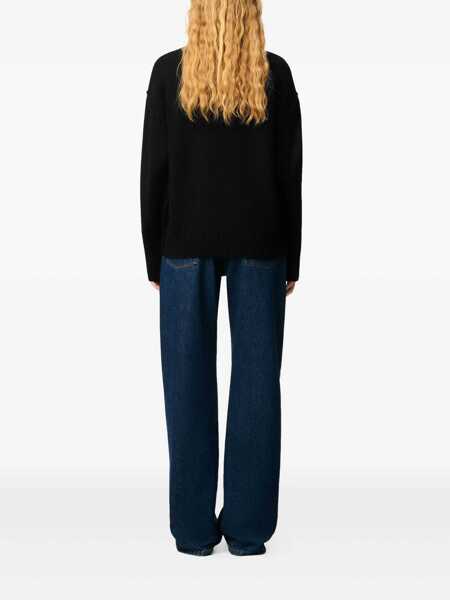 Pulovere AMI Paris Ami de Coeur crewneck sweater in wool Black Barbati (BM 19715808) 4