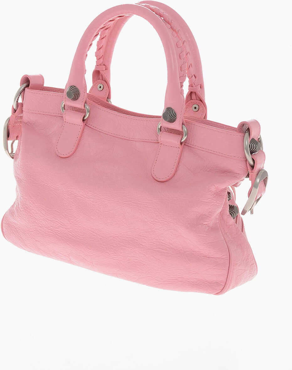 Genti de umar Balenciaga Crinkled Leather Le Cagole Shoulder Bag With Metal Details A Pink Femei (BM 19715858) 2
