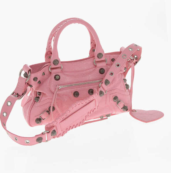 Genti de umar Balenciaga Crinkled Leather Le Cagole Shoulder Bag With Metal Details A Pink Femei (BM 19715858) 3