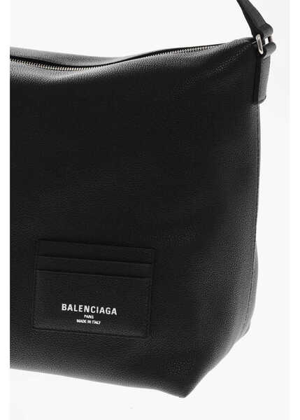 Genti de mana Balenciaga Textured Leather Shoulder Bag With Logoed Detail Black Barbati (BM 19715861) 4