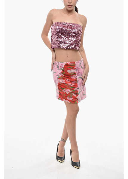 Fuste scurte ROTATE Birger Christensen Floral Patterned Mini Skirt With Sequins Pink Femei (BM 19715870) 2