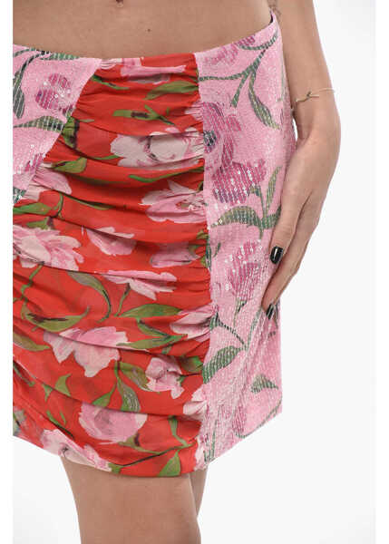 Fuste scurte ROTATE Birger Christensen Floral Patterned Mini Skirt With Sequins Pink Femei (BM 19715870) 3