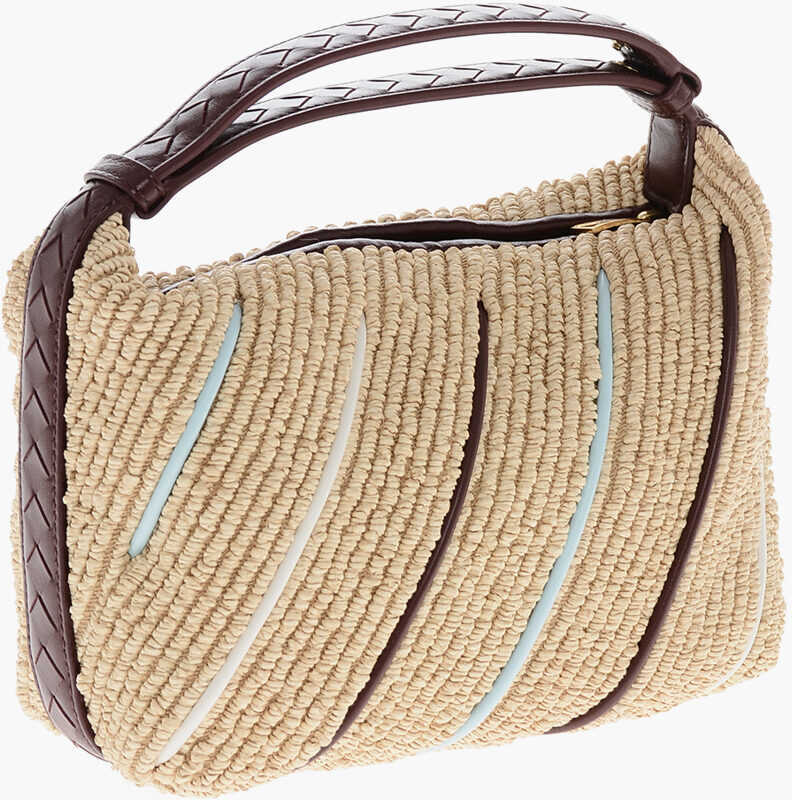 Genti de mana Bottega Veneta Raffia Handbag With Leather Trims Brown Femei (BM 19715879) 2