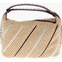 Genti de mana Raffia Handbag With Leather Trims Femei