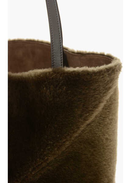 Genti de mana Loewe Shearling Puzzle Tote Bag With Foldable Design Military Green Femei (BM 19715882) 3