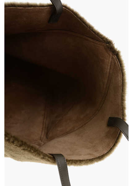 Genti de mana Loewe Shearling Puzzle Tote Bag With Foldable Design Military Green Femei (BM 19715882) 4