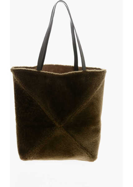 Genti de mana Loewe Shearling Puzzle Tote Bag With Foldable Design Military Green Femei (BM 19715882) 1