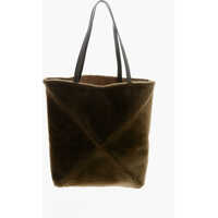 Genti de mana Shearling Puzzle Tote Bag With Foldable Design Femei