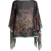 Bluze Paisley Print Silk Poncho Top Femei