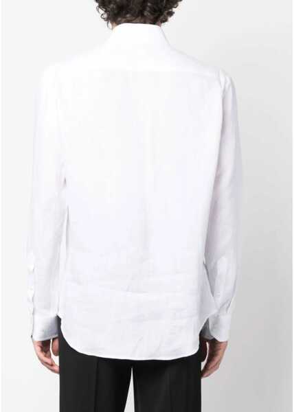Camasi casual Giorgio Armani Linen Shirt WHITE Barbati (BM 19717094) 4
