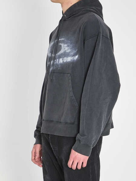 Bluze de trening Balenciaga Washed Crayon Loop Hoodie BLACK Barbati (BM 19717142) 2