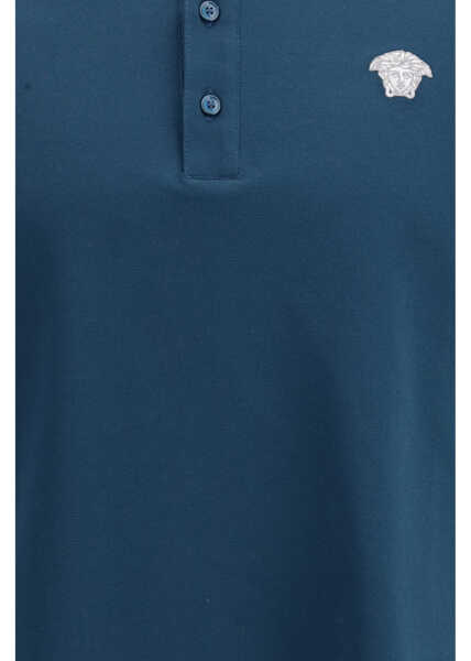Tricouri Polo Versace Cotton Polo Shirt PETROL BLUE Barbati (BM 19717238) 3