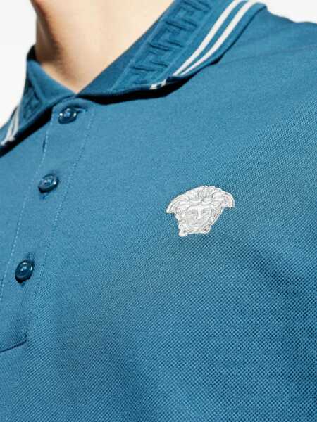Tricouri Polo Versace Cotton Polo Shirt PETROL BLUE Barbati (BM 19717238) 5