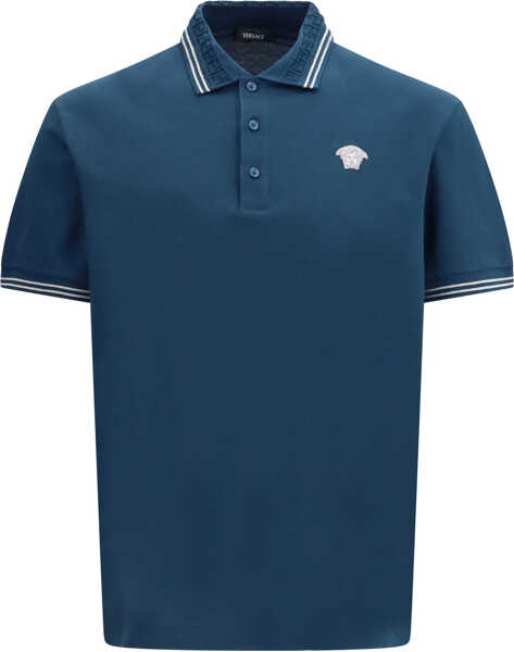Tricouri Polo Versace Cotton Polo Shirt PETROL BLUE Barbati (BM 19717238) 1