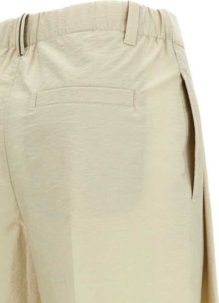 Pantaloni casual Brunello Cucinelli Cotton-blend Trousers QUARZO Femei (BM 19717241) 4