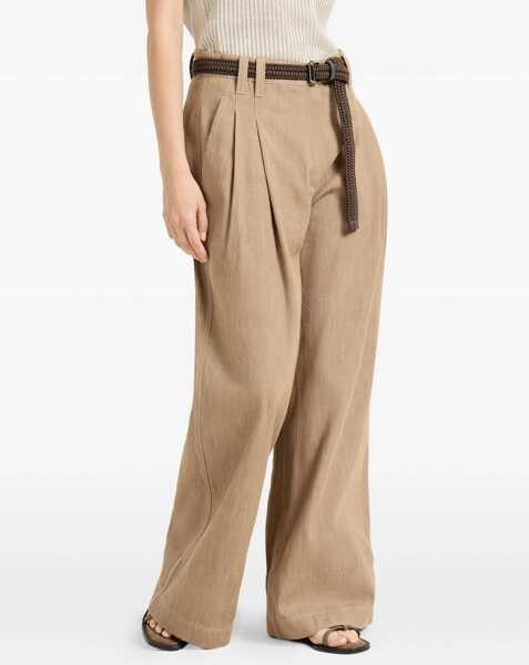 Blugi Brunello Cucinelli Denim-effect twill wide Pants DESERT Femei (BM 19717244) 4