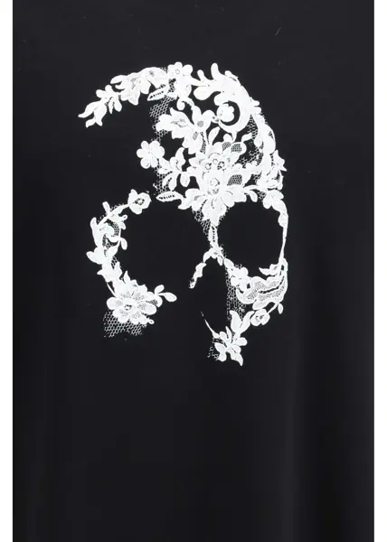 Tricouri Alexander McQueen Iconic skull print cotton T-shirt BLACK/WHITE Barbati (BM 19717262) 3