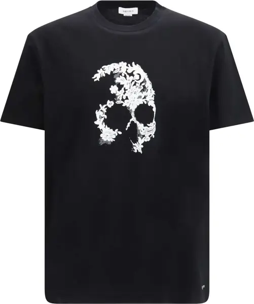 Tricouri Alexander McQueen Iconic skull print cotton T-shirt BLACK/WHITE Barbati (BM 19717262) 1