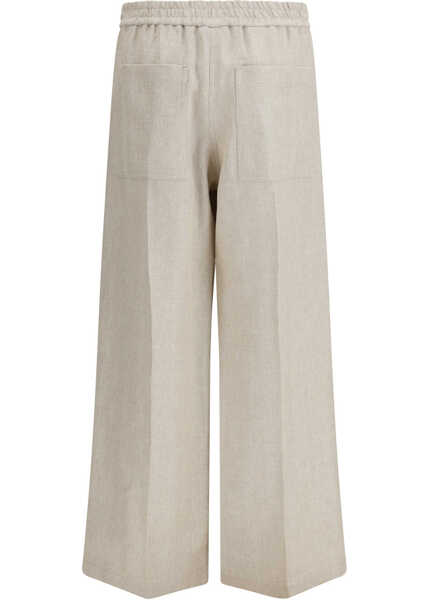 Pantaloni casual Brunello Cucinelli Elasticated-waistband Trousers BEIGE/PANAMA Femei (BM 19717271) 2
