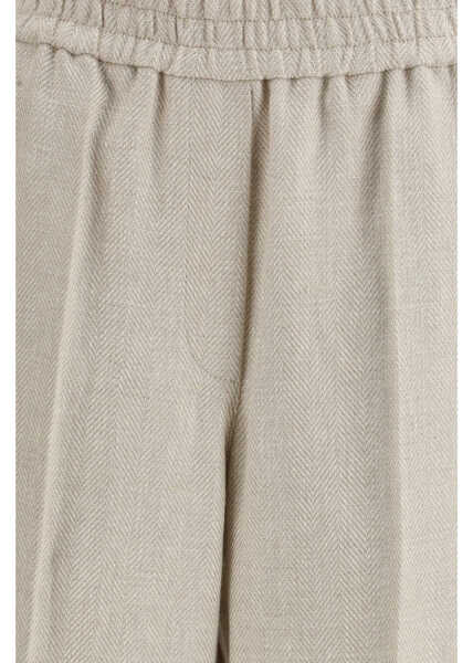 Pantaloni casual Brunello Cucinelli Elasticated-waistband Trousers BEIGE/PANAMA Femei (BM 19717271) 3