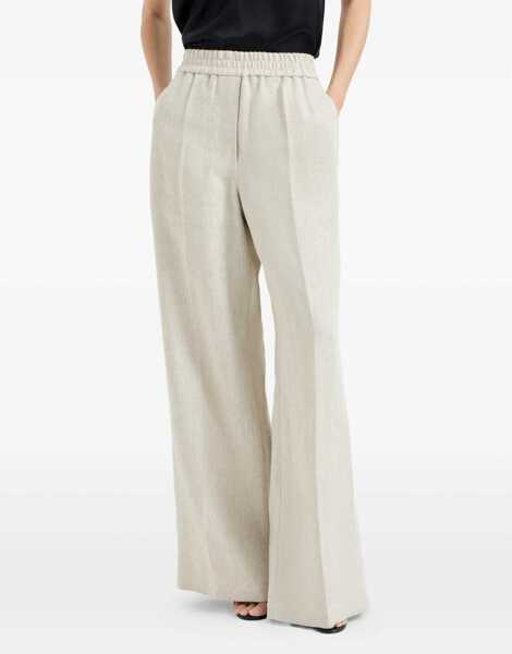 Pantaloni casual Brunello Cucinelli Elasticated-waistband Pants BEIGE/PANAMA Femei (BM 19717271) 4
