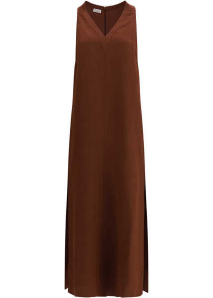 Rochii Brunello Cucinelli V-neck Long Dress MULBERRY Femei (BM 19717277) 1