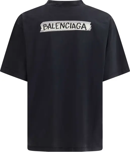 Tricouri Balenciaga Crewneck T-shirt FADED WASHED BLACK Barbati (BM 19717286) 2